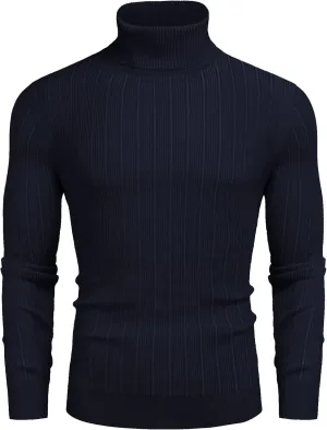 COOFANDY Men's Slim Fit Turtleneck Sweater Ribbed Knitted High Neck Pullover Sweaters