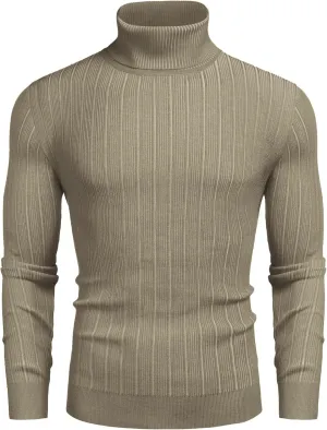 COOFANDY Men's Slim Fit Turtleneck Sweater Ribbed Knitted High Neck Pullover Sweaters