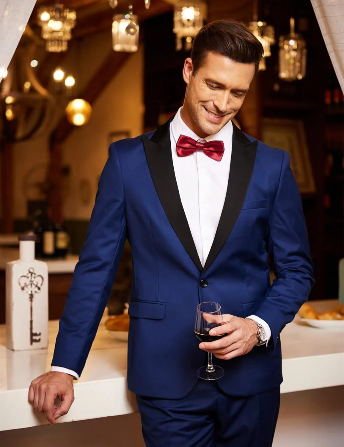 COOFANDY Men's Wedding Suits 2 Piece Tuxedo Jacket One Button Peak Lapel Suit Jacket Dress Pants for Dinner,Prom,Party