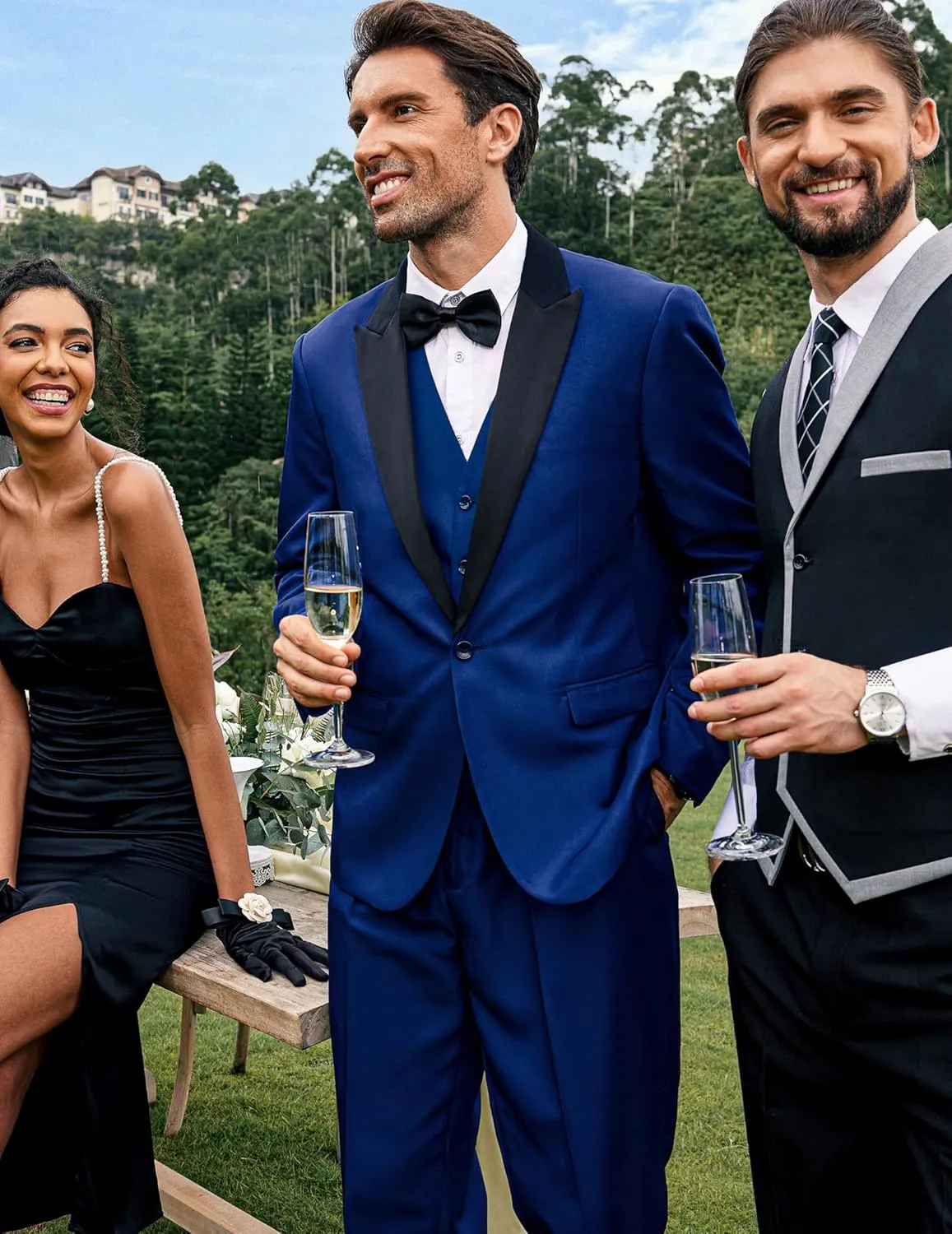COOFANDY Men's Wedding Suits 2 Piece Tuxedo Jacket One Button Peak Lapel Suit Jacket Dress Pants for Dinner,Prom,Party