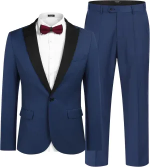 COOFANDY Men's Wedding Suits 2 Piece Tuxedo Jacket One Button Peak Lapel Suit Jacket Dress Pants for Dinner,Prom,Party