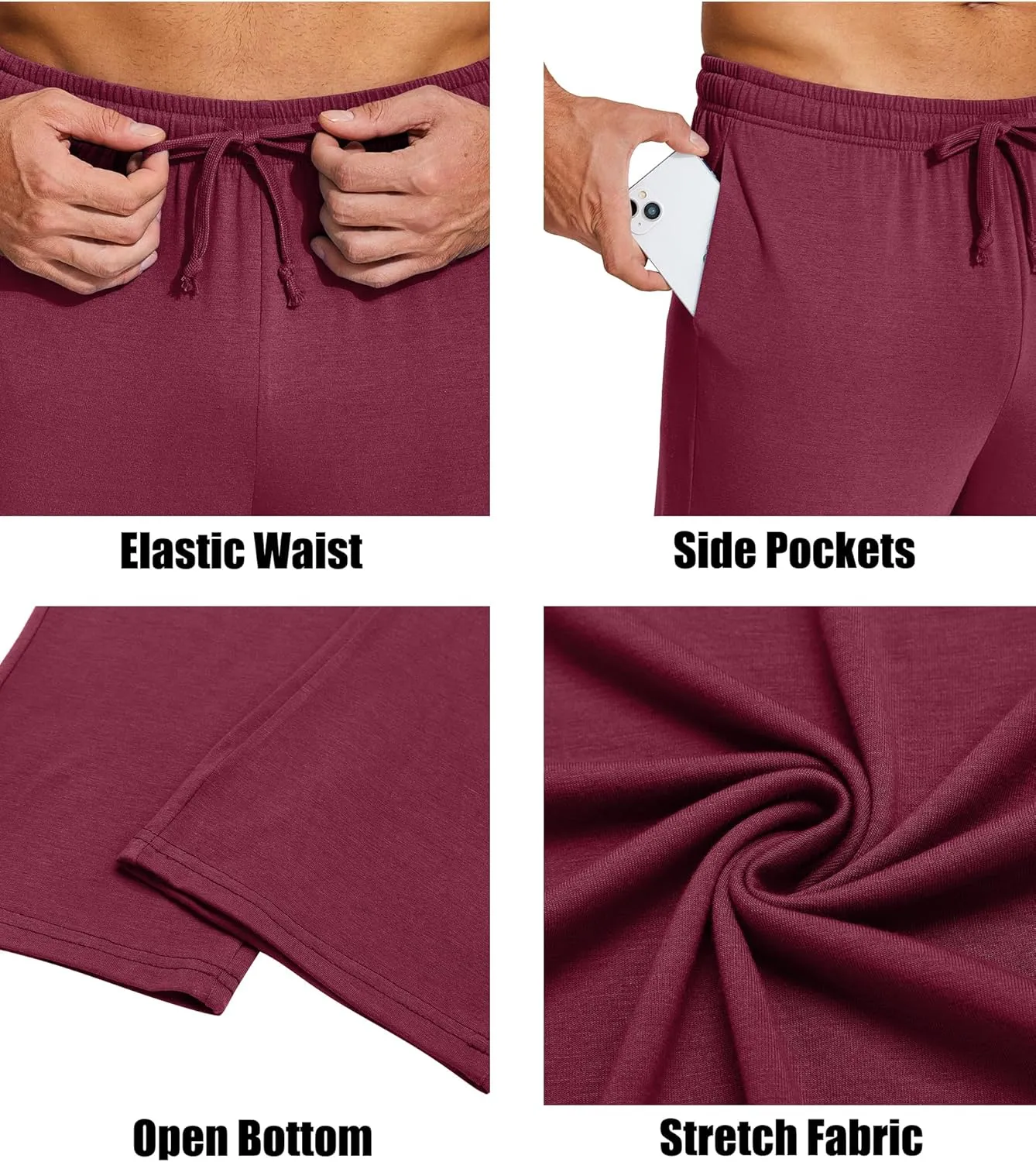 COOFANDY Men's Yoga Sweatpants Lightweight Open Bottom Lounge Pants Casual Drawstring Sweat Pants with Pockets