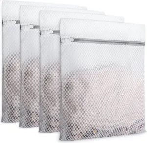 DAIKOYE Laundry Bag 4 Pcs Mesh Laundry Bags 12 x 16 Inches Durable Zipper Mesh bag Mesh Wash Bags Lingerie Bags for Washing Delicates Laundry Bags for Traveling Delicates Bag for Washing Machine