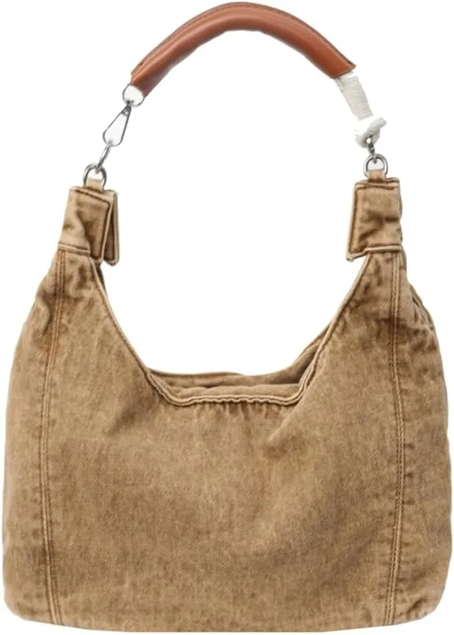 Denim Shoulder Bag Women Retro Canvas Tote Bag Casual Lightweight Top Handle Clutch Handbag Cute Hobo Bags Work Travel