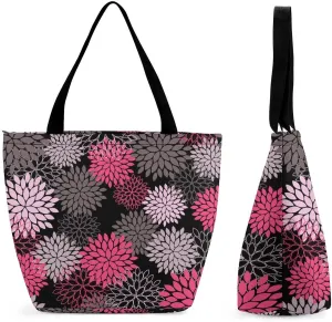 Doodle Cats Print Hobo Handbags With Zipper Women's Tote Handbags
