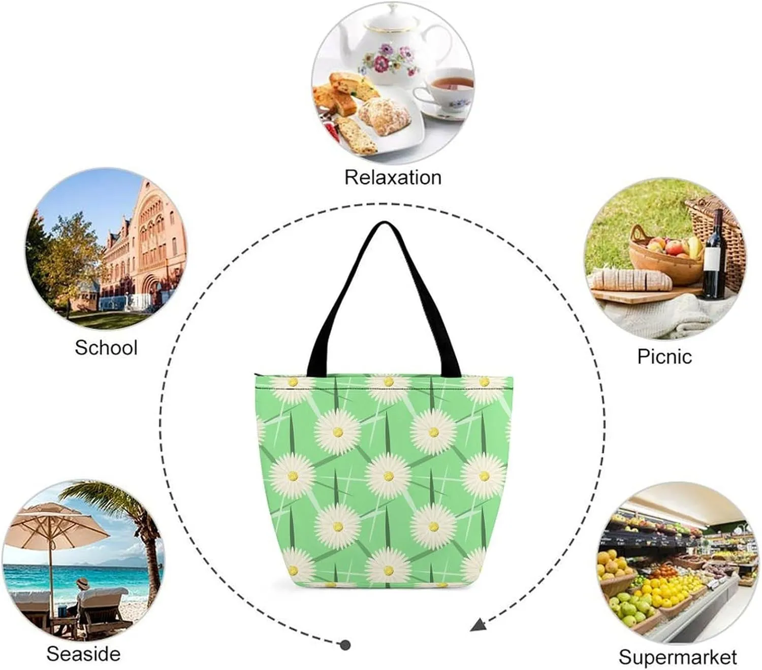 Doodle Cats Print Hobo Handbags With Zipper Women's Tote Handbags