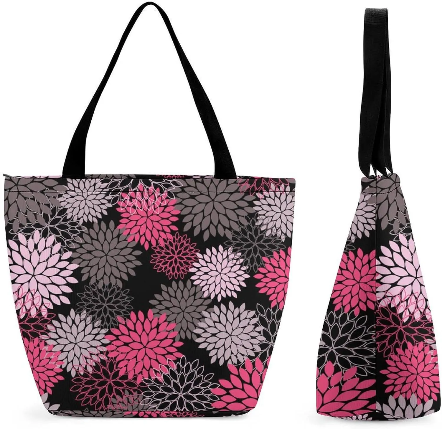 Doodle Cats Print Hobo Handbags With Zipper Women's Tote Handbags