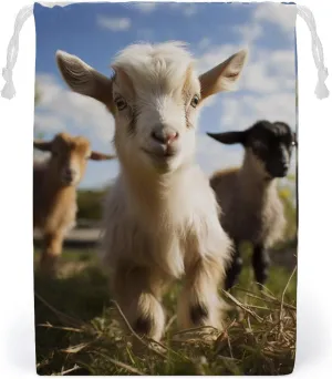 Drawstring Storage Bag Cute Goat Gym String Bag Durable Washable for Men Women