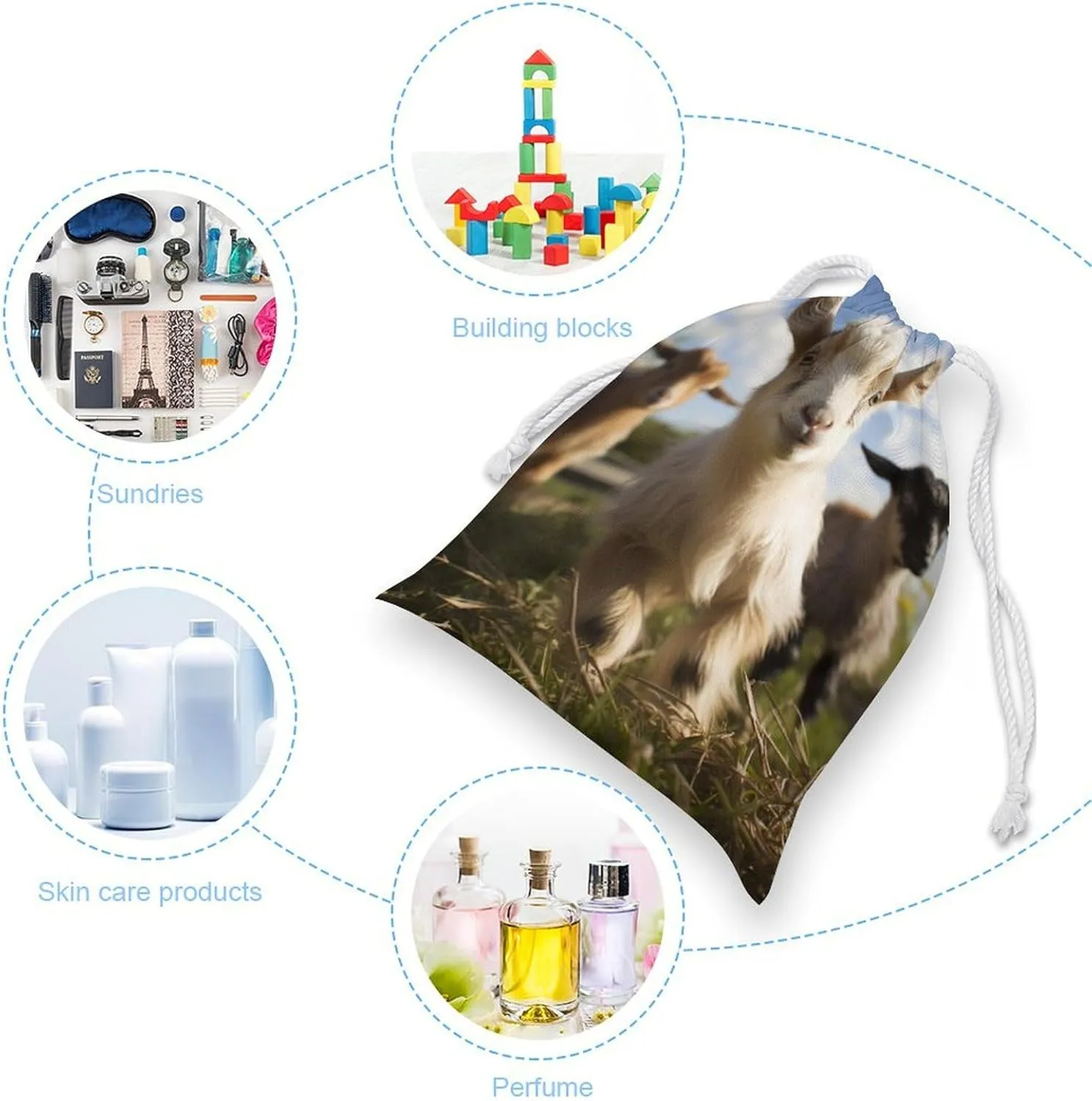 Drawstring Storage Bag Cute Goat Gym String Bag Durable Washable for Men Women