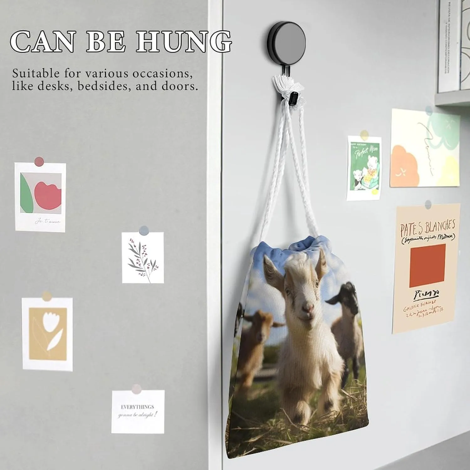 Drawstring Storage Bag Cute Goat Gym String Bag Durable Washable for Men Women