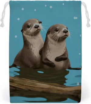 Drawstring Storage Bag Cute Otters Gym String Bag Durable Washable for Men Women