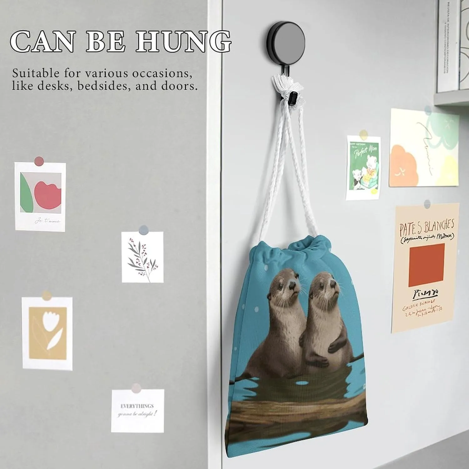 Drawstring Storage Bag Cute Otters Gym String Bag Durable Washable for Men Women