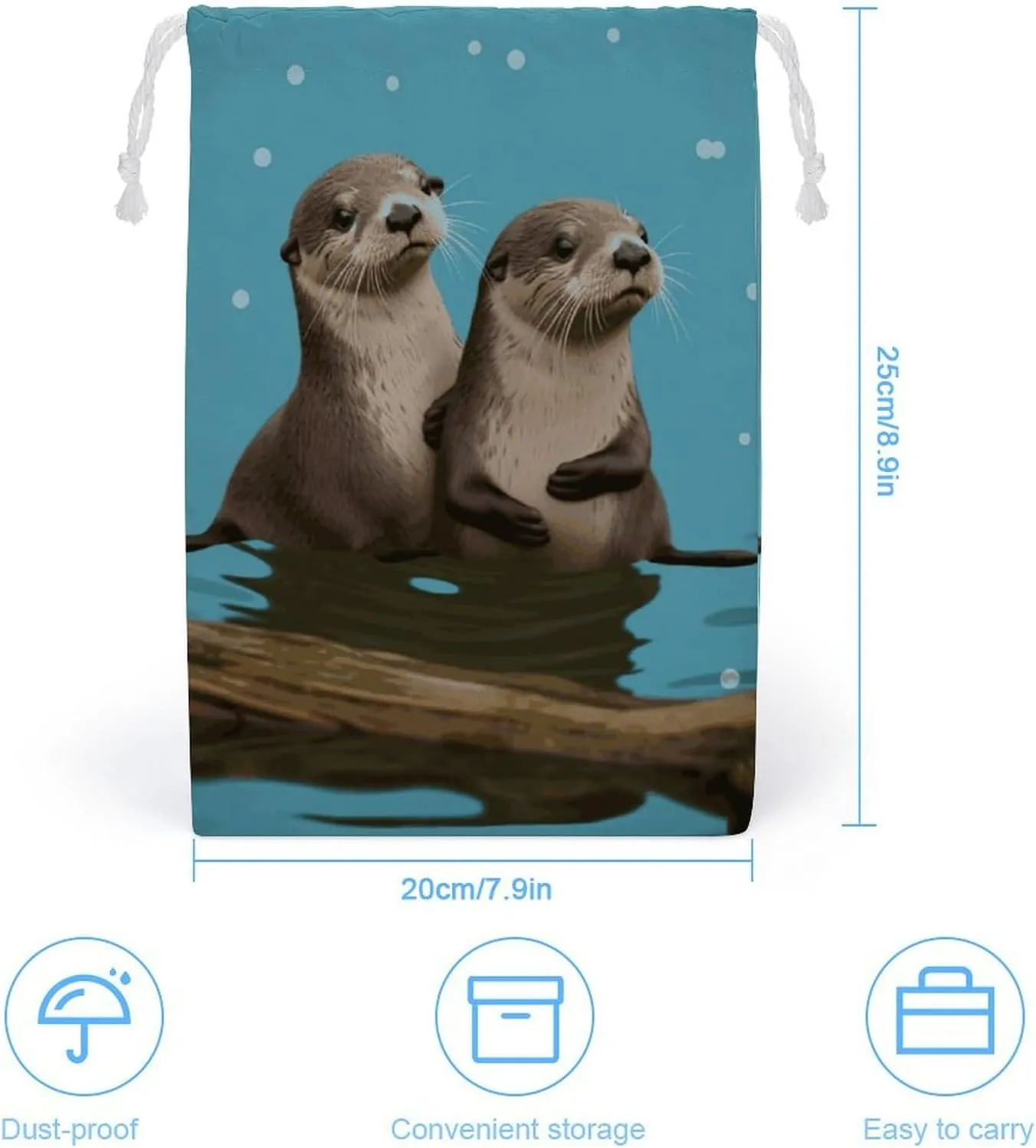 Drawstring Storage Bag Cute Otters Gym String Bag Durable Washable for Men Women