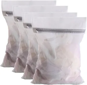 Durable Mesh Laundry Bags for Delicates,4Pcs 24 x 24inch Big Large Wash Bag for Washing Delicates,Underwear and Lingerie,Big Clothes,Sweater,Makeup Organizer Bags (4 XXL)