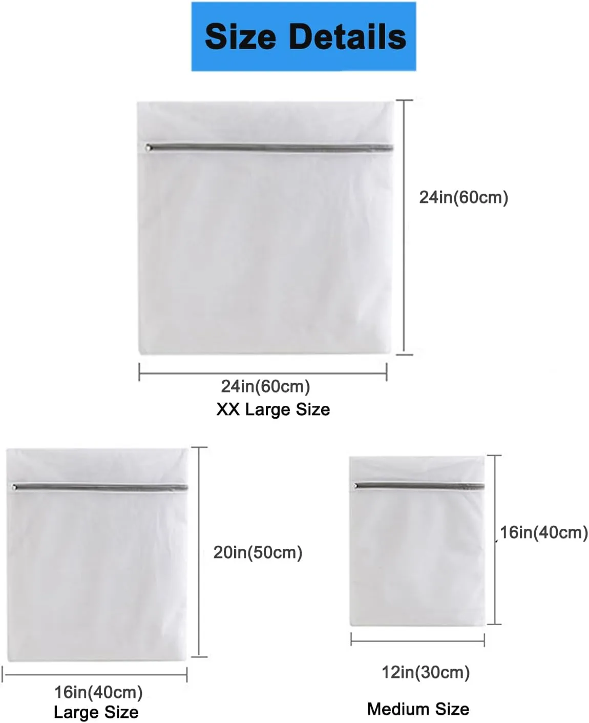 Durable Mesh Laundry Bags for Delicates,4Pcs 24 x 24inch Big Large Wash Bag for Washing Delicates,Underwear and Lingerie,Big Clothes,Sweater,Makeup Organizer Bags (4 XXL)