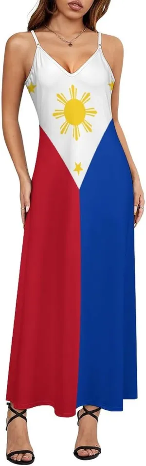 Flag of Palestine Women Summer Camisole Long Skirt, Beach Skirt, Suspender Dress, Fishtail Skirt
