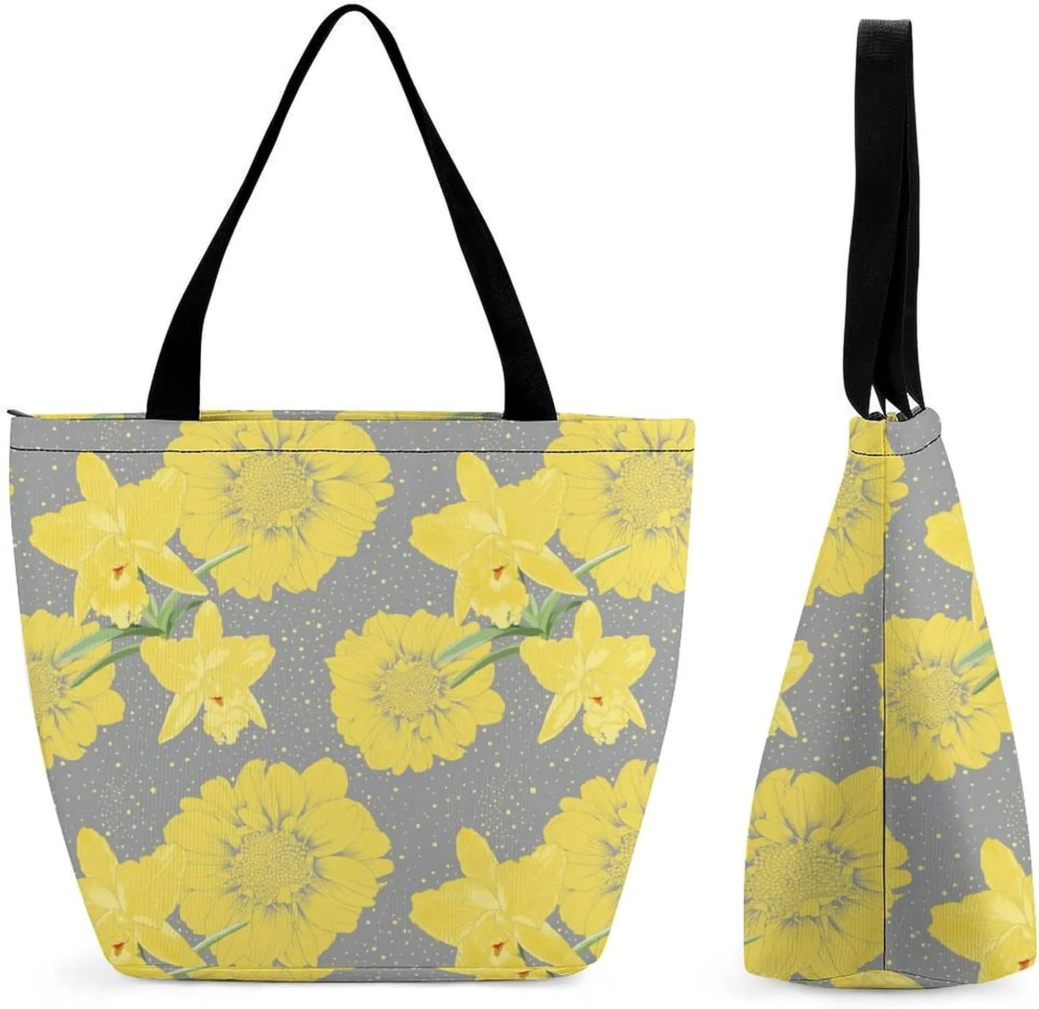Floral with Purple Flowers Hobo Handbags With Zipper Women's Tote Handbags
