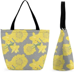 Floral with Purple Flowers Hobo Handbags With Zipper Women's Tote Handbags