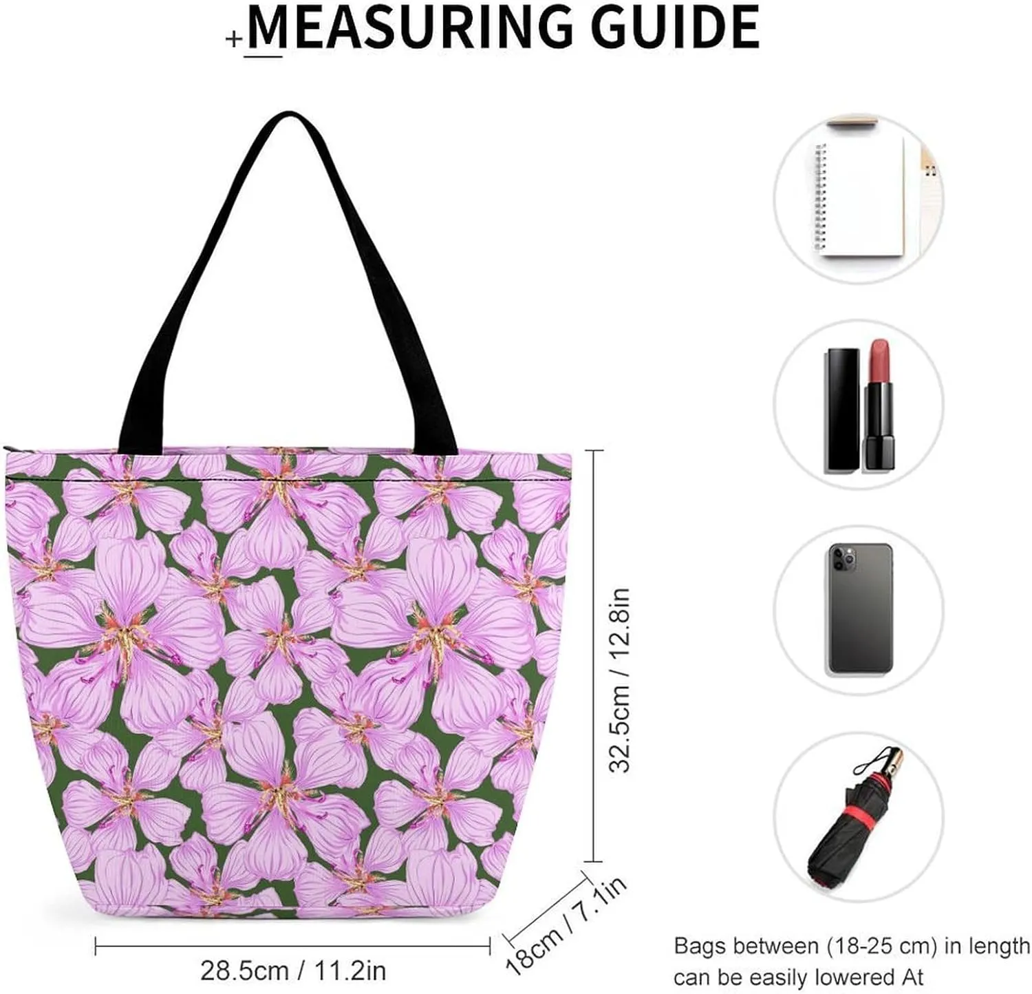 Floral with Purple Flowers Hobo Handbags With Zipper Women's Tote Handbags