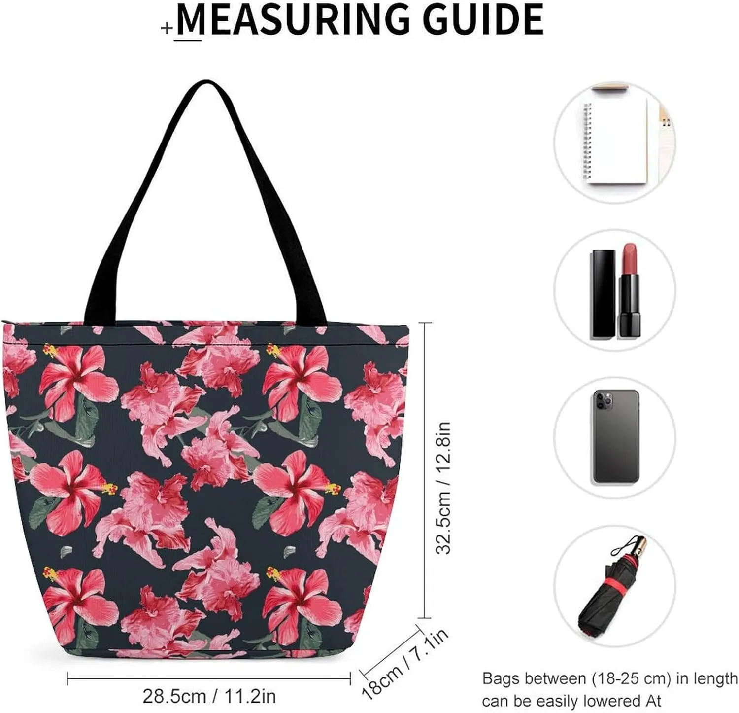 Floral with Purple Flowers Hobo Handbags With Zipper Women's Tote Handbags