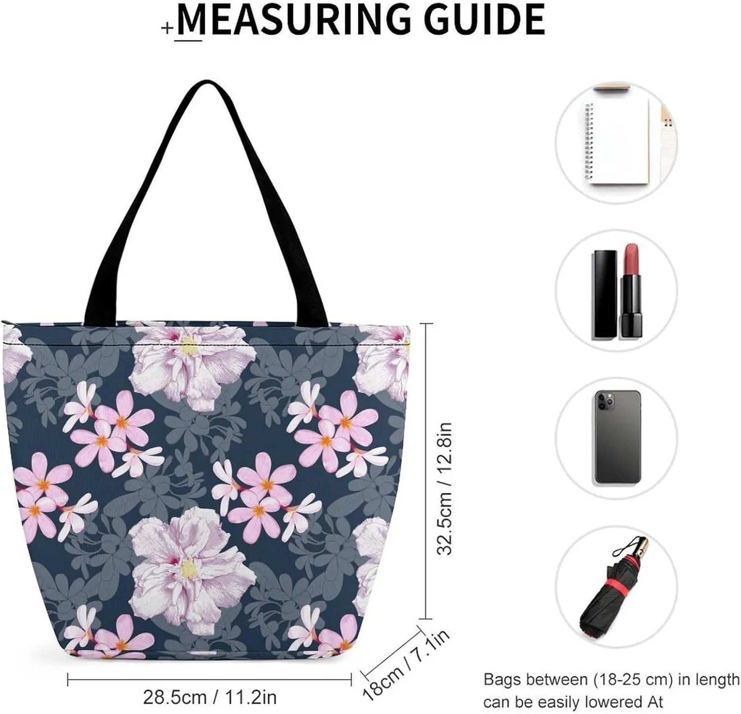 Floral with Purple Flowers Hobo Handbags With Zipper Women's Tote Handbags