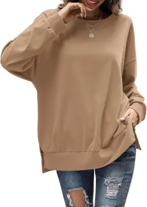 Florboom Womens Oversized Sweatshirts Crew Neck Long Sleeve Tunic Top Casual Fall Soft Pullover