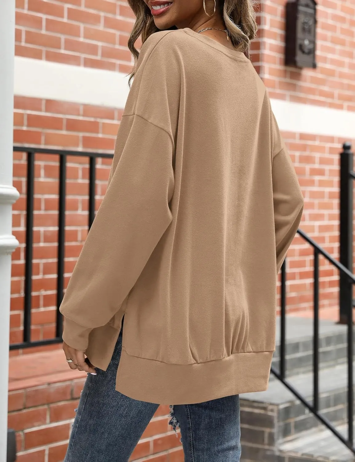 Florboom Womens Oversized Sweatshirts Crew Neck Long Sleeve Tunic Top Casual Fall Soft Pullover