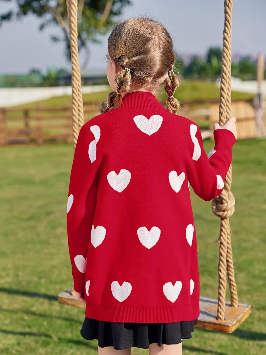 Girls Long Sleeve Casual Cardigan Kids Open Front Soft Knit Oversized Sweater with Pockets