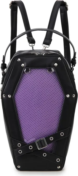 Gothic Coffin Shape Fashion Purses and Handbags for Women Halloween Shoulder Bag Backpack