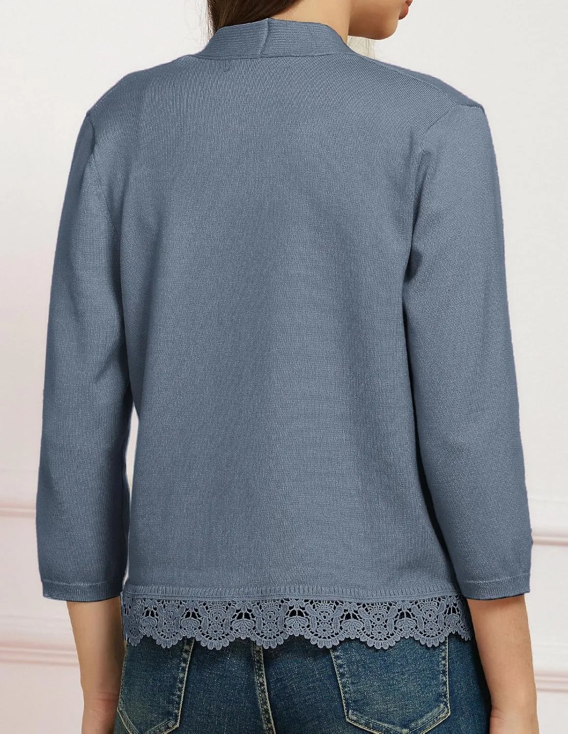 GRACE KARIN Women 3/4 Sleeve Cropped Cardigan Open Front V Neck Lace Lightweight Bolero Short Shrugs 2025 Summer