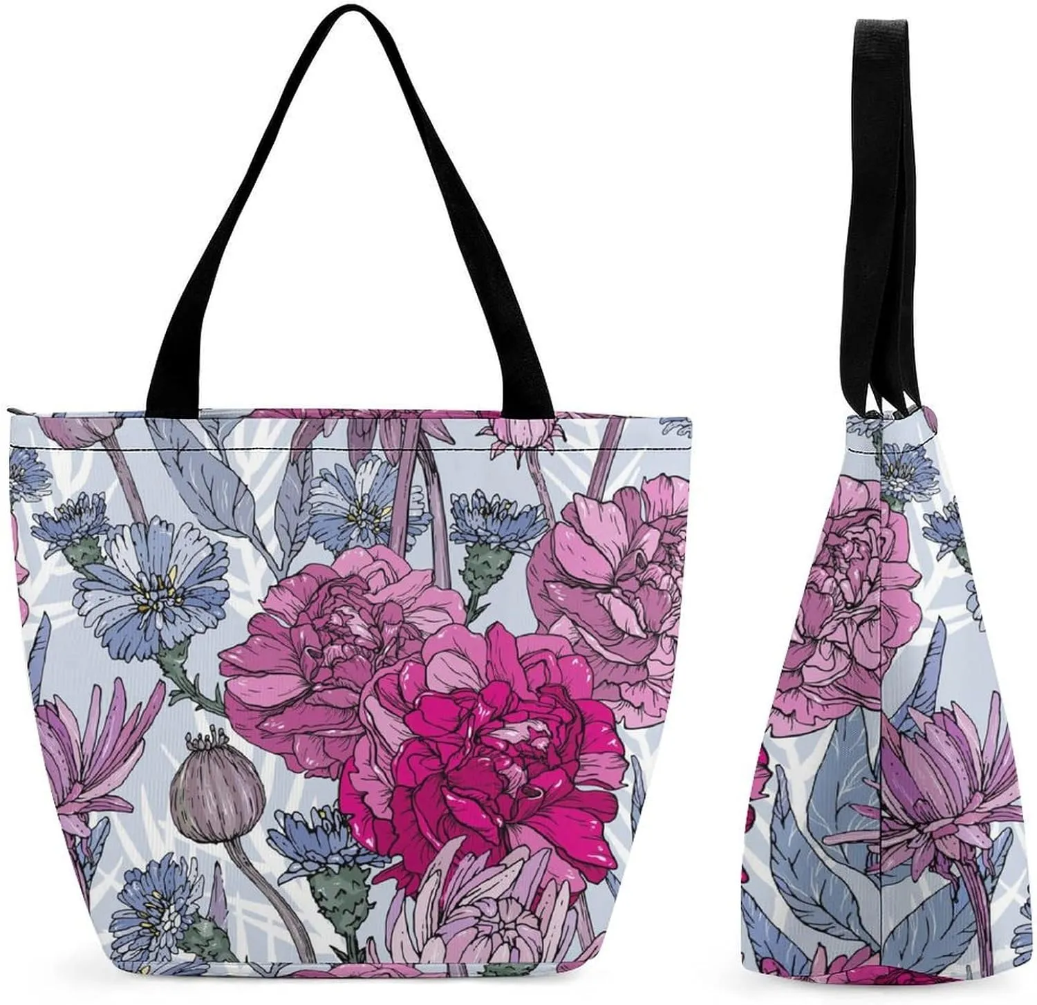 Halloweens Pattern Orange Black Hobo Handbags With Zipper Women's Tote Handbags