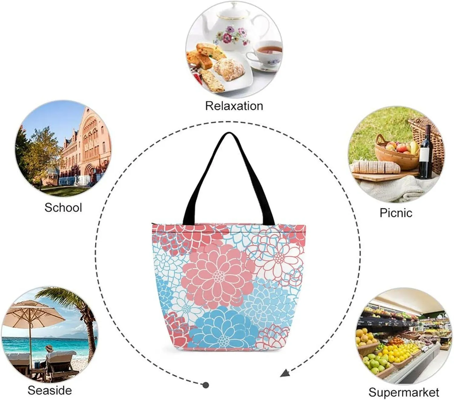 Halloweens Pattern Orange Black Hobo Handbags With Zipper Women's Tote Handbags