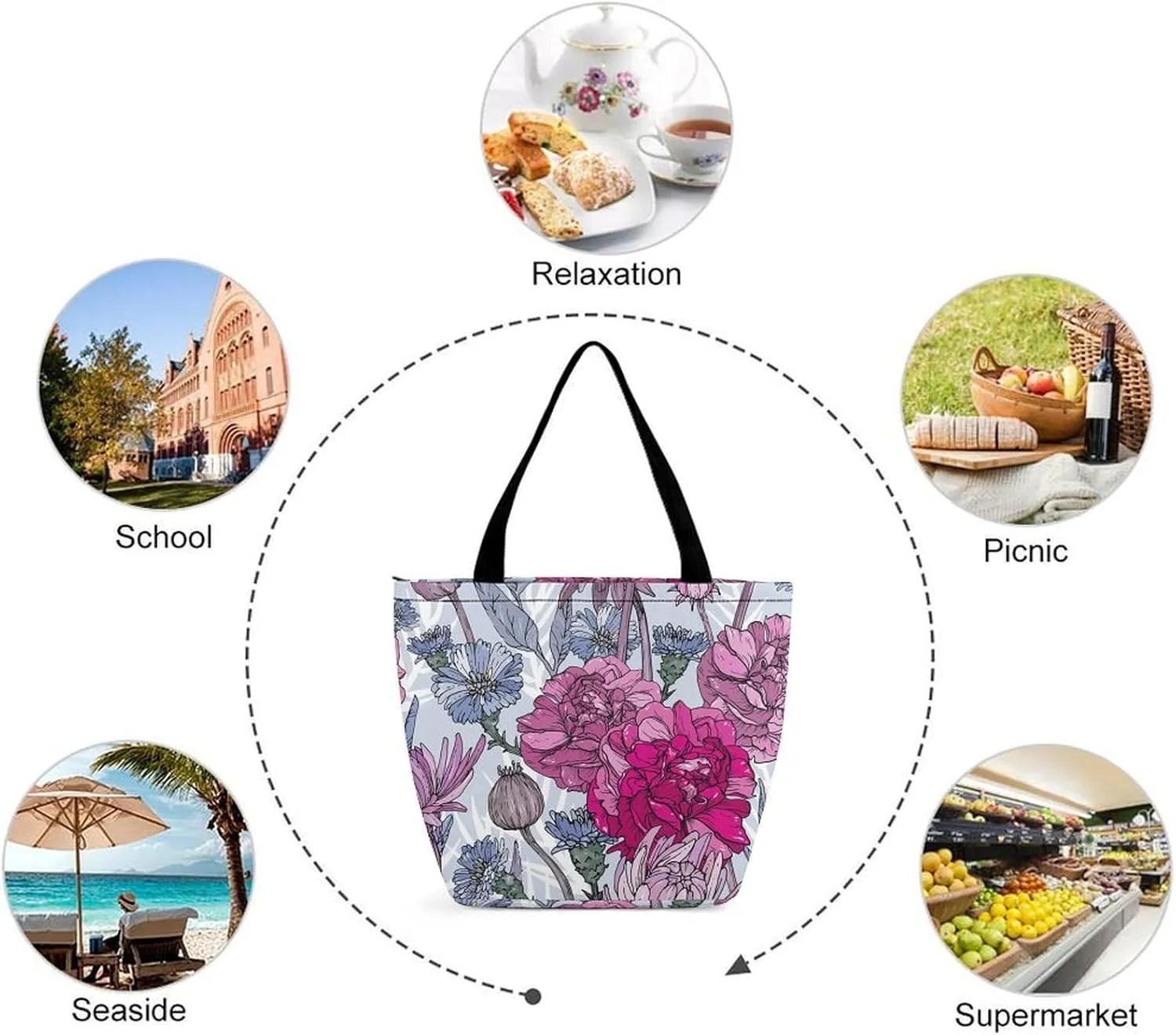 Halloweens Pattern Orange Black Hobo Handbags With Zipper Women's Tote Handbags