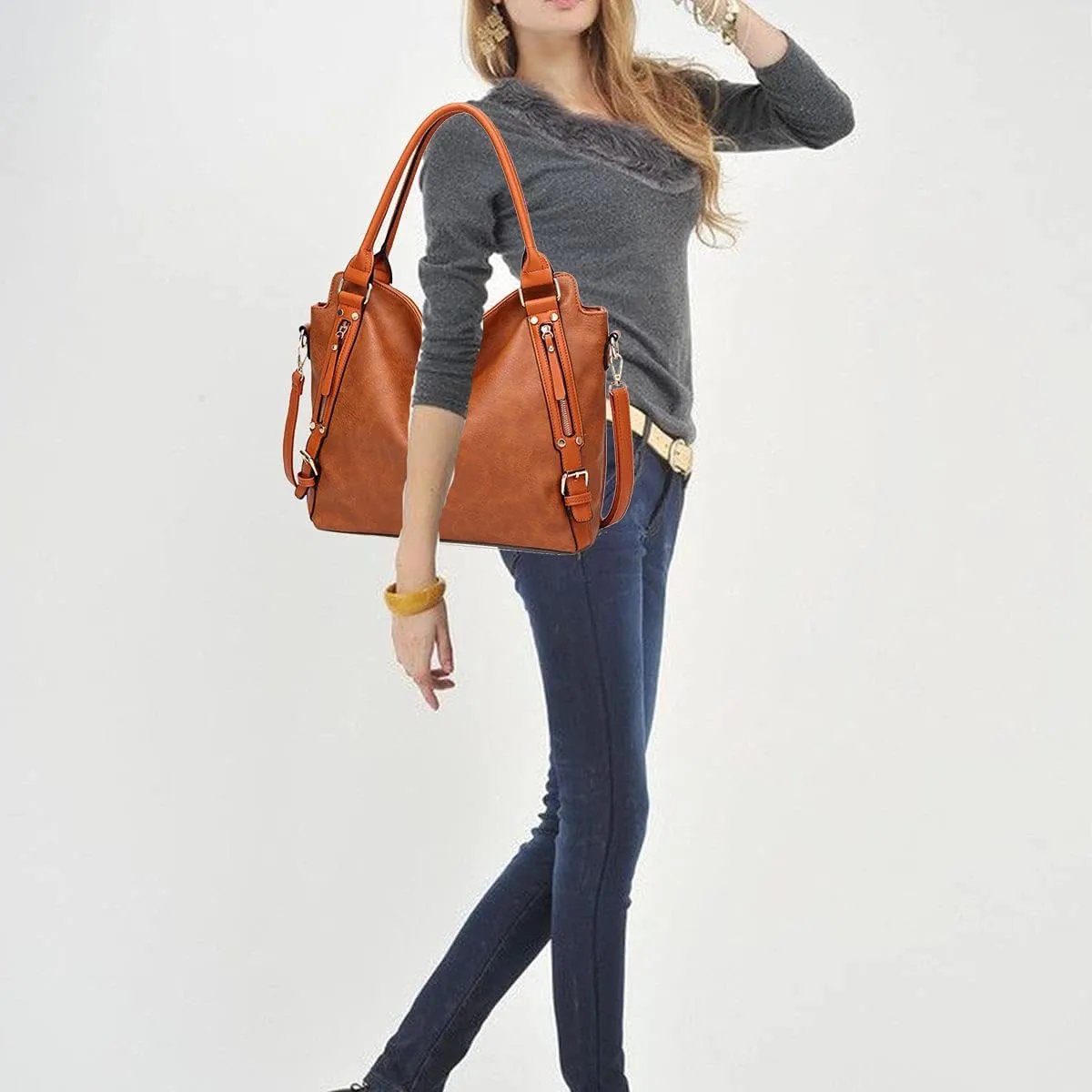 Handbags for Women Shoulder Tote Zipper Purse PU Leather Top-handle Satchel Bags Ladies