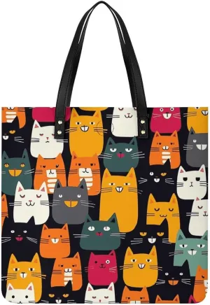 Handbags for WomenAnimal CatTrendy Vegan Leather Hobo Handbags,Women's Soft Bucket Bag For Women - Ladies Handbags For Work, Travel, Casual Use,Birthday Gifts