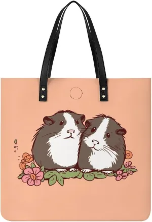 Handbags for WomenTwo Guinea Pigs Hanging OutTrendy Vegan Leather Hobo Handbags,Women's Soft Bucket Bag For Women - Ladies Handbags For Work, Travel, Casual Use,Birthday Gifts