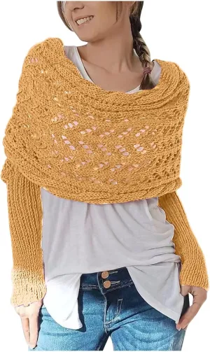 Hvyesh Scarf with Sleeves for Women, Multifunctional Scarf with Sleeves, Shrugs for Women, Scarf Sweater Wrap with Sleeves