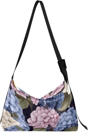 Hydrangea Flower Tote Bag for Women Large Hobo Bags Leather Crossbody Bags Handbags with Adjustable Strap for Women Girl