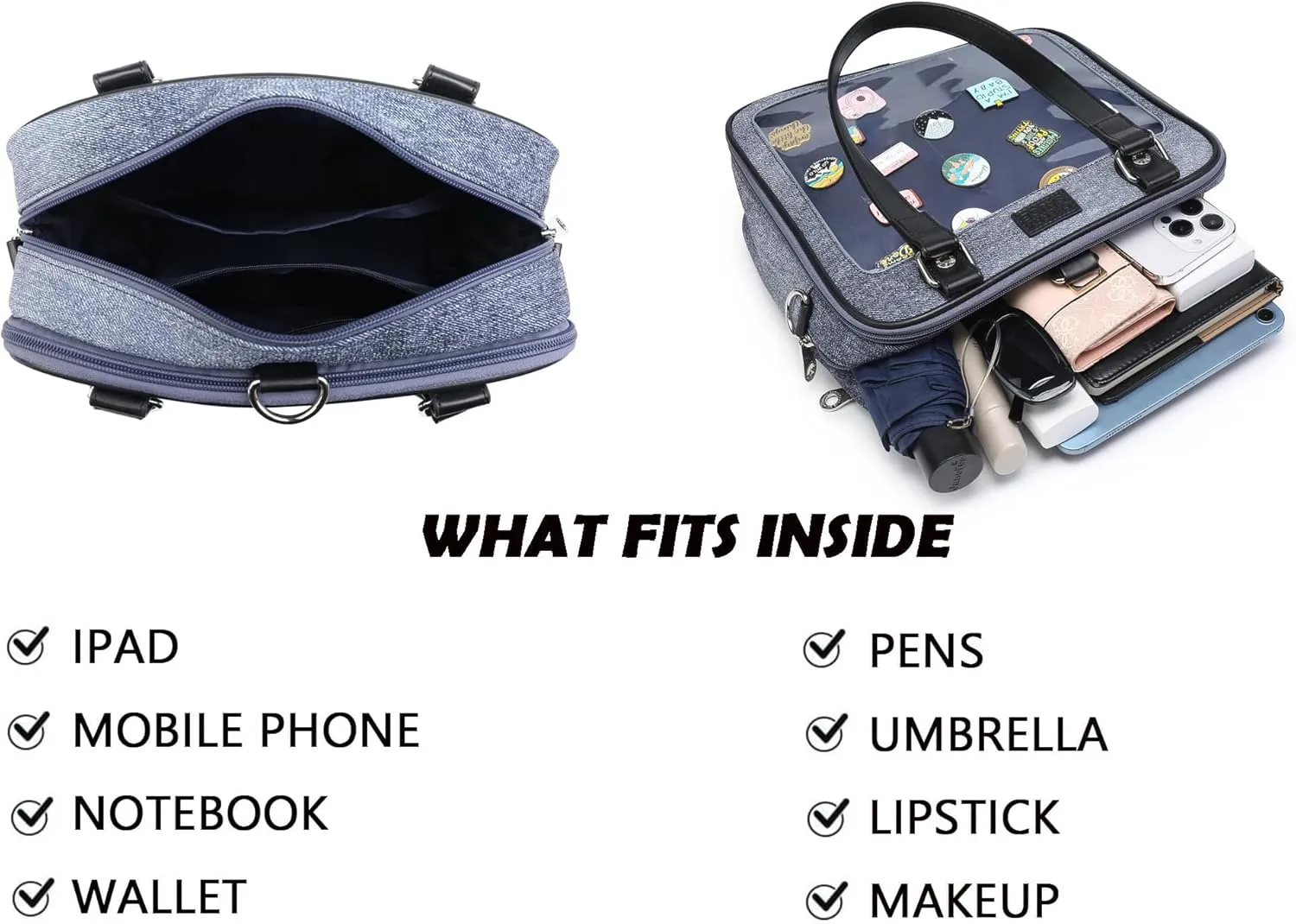 Imitation Denim PU Ita Bag Backpack Crossbody Bag Satchel Messenger Shoulder Bag for Pins Display