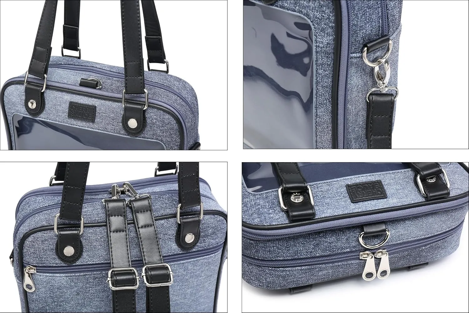 Imitation Denim PU Ita Bag Backpack Crossbody Bag Satchel Messenger Shoulder Bag for Pins Display