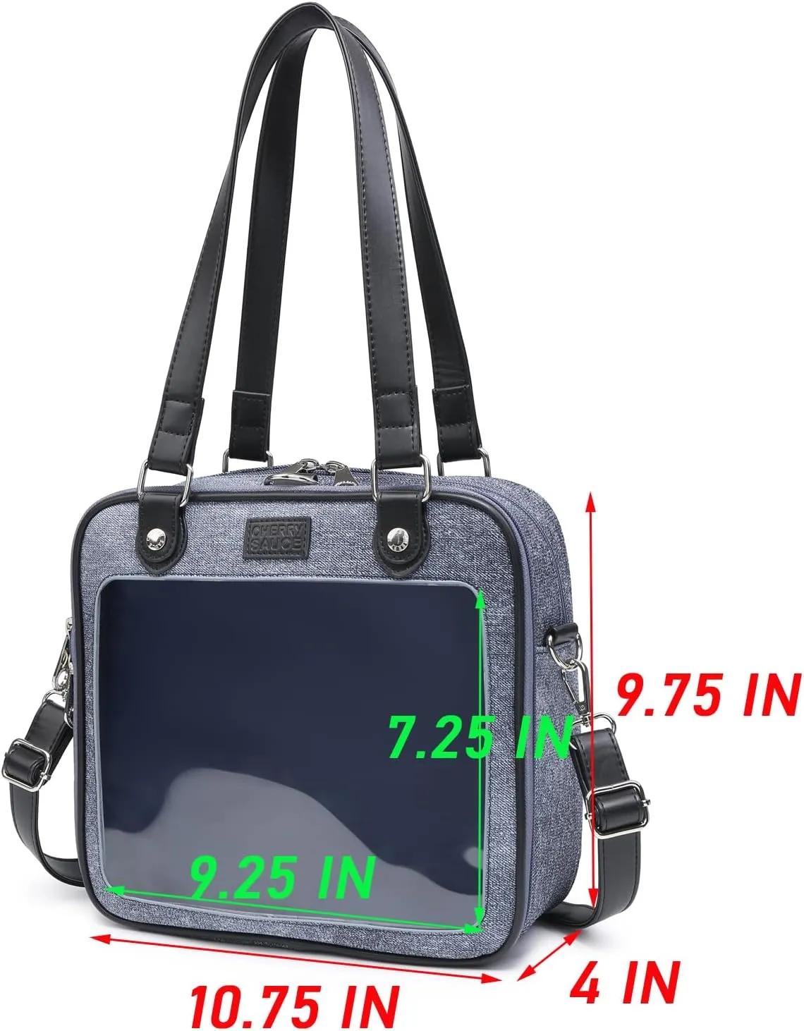 Imitation Denim PU Ita Bag Backpack Crossbody Bag Satchel Messenger Shoulder Bag for Pins Display