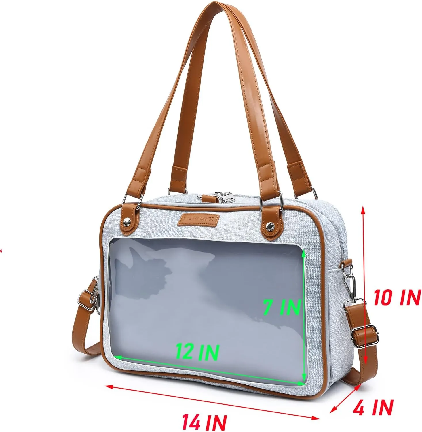Imitation Denim PU Ita Bag Backpack Crossbody Bag Satchel Messenger Shoulder Bag for Pins Display