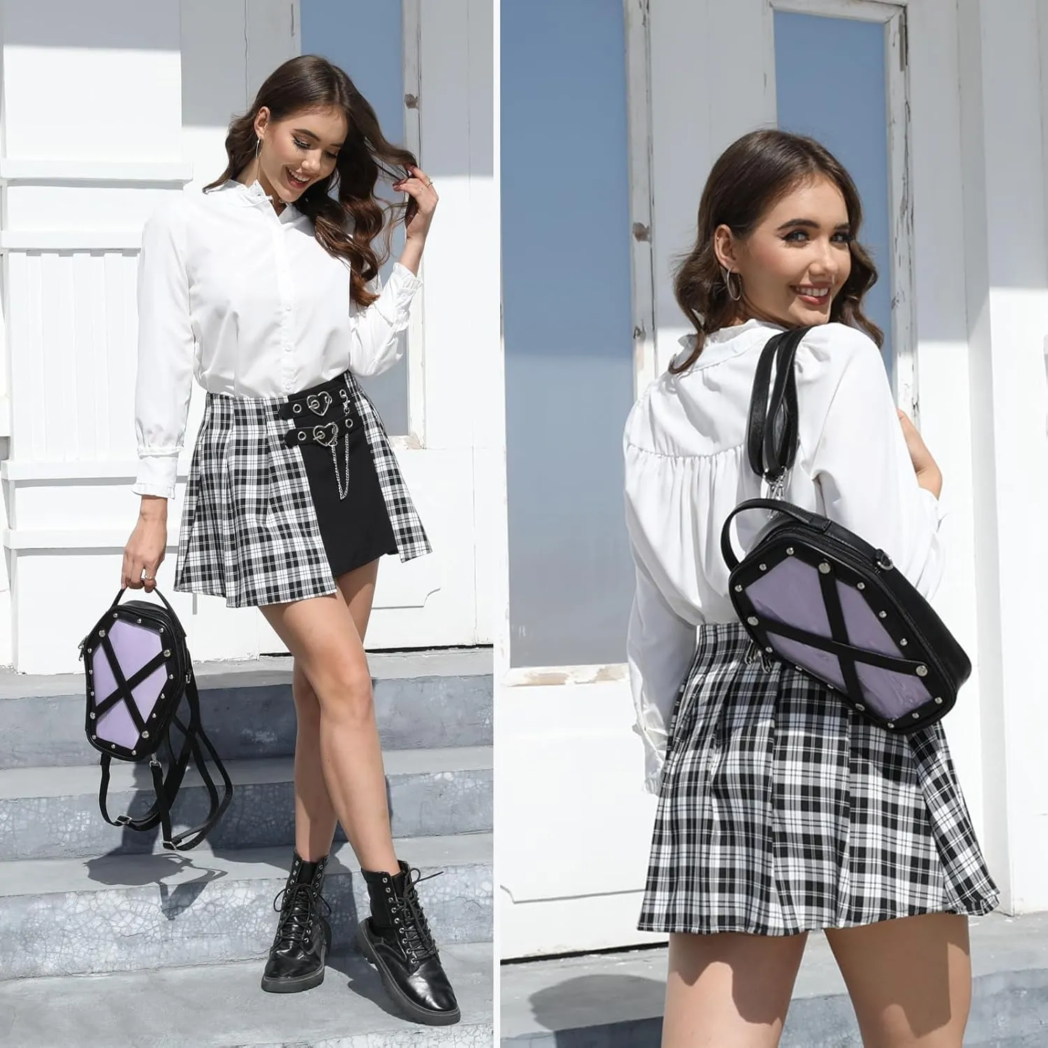 Ita Bag Backpack Gothic Coffin Shape Fashion Purses and Handbags Halloween JK Bags Detachable Cross Straps