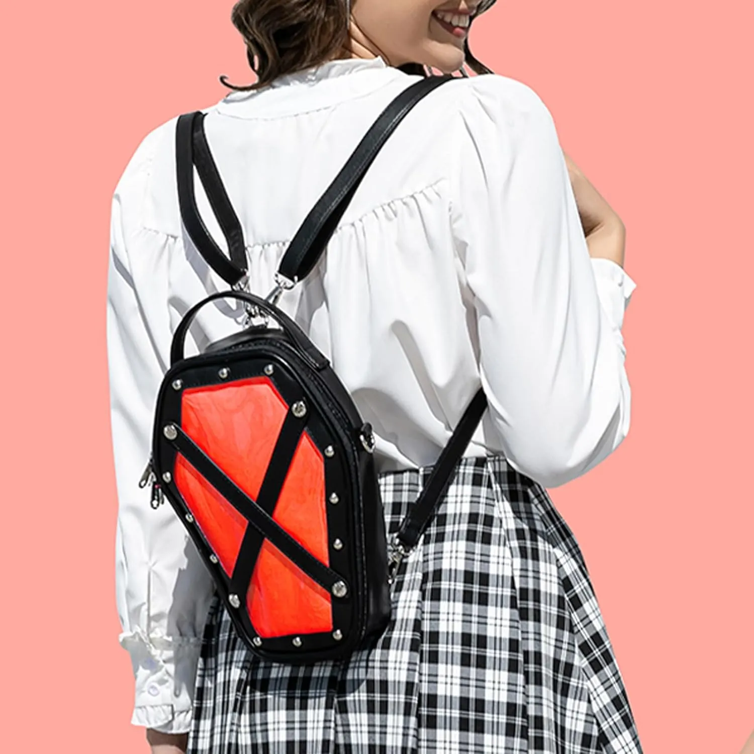 Ita Bag Backpack Gothic Coffin Shape Fashion Purses and Handbags Halloween JK Bags Detachable Cross Straps