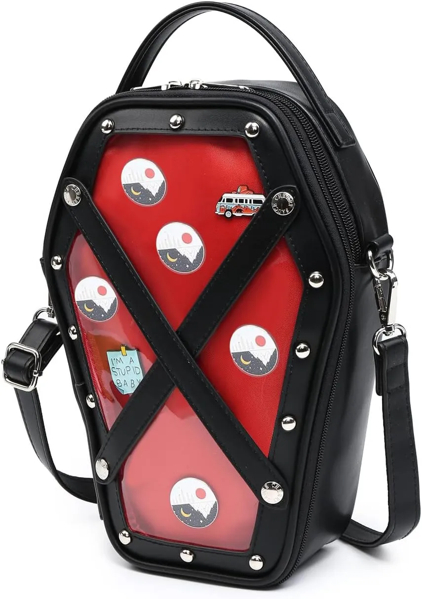 Ita Bag Backpack Gothic Coffin Shape Fashion Purses and Handbags Halloween JK Bags Detachable Cross Straps