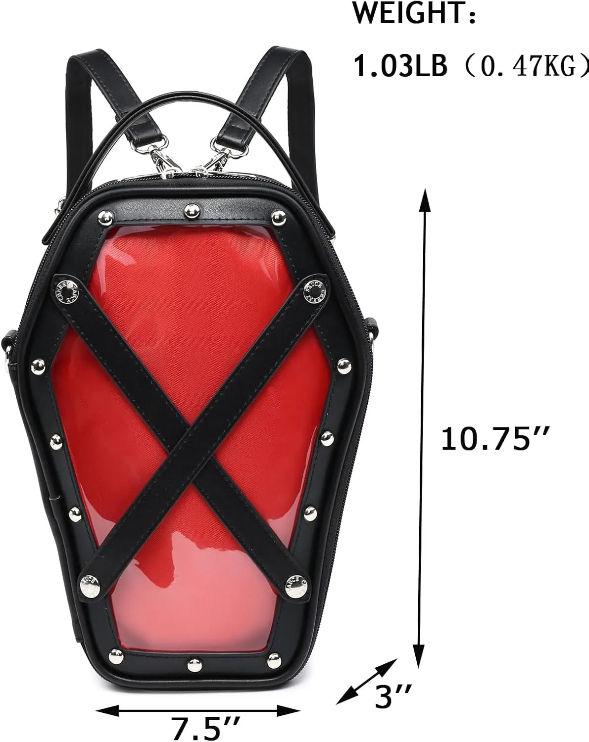 Ita Bag Backpack Gothic Coffin Shape Fashion Purses and Handbags Halloween JK Bags Detachable Cross Straps