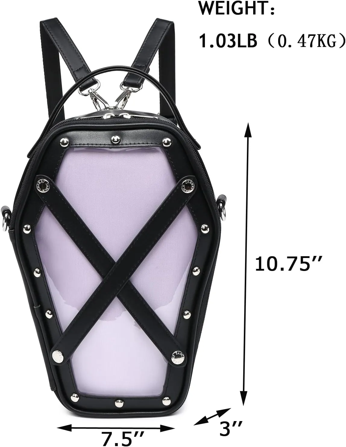 Ita Bag Backpack Gothic Coffin Shape Fashion Purses and Handbags Halloween JK Bags Detachable Cross Straps