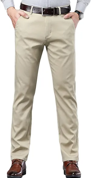 JEShifangjiusu Men's Dress Plaid Slim Fit Flat Front Business Pants with Pockets Chinos Stretch Skinny Casual Cotton Pants