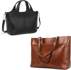 Kattee Genuine Leather Tote Shoulder Bag with Purses and Handbags