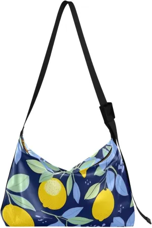 Leaves Colorful Lemon Tote Bag for Women Large Hobo Bags Crossbody Bag Leather Bags with Adjustable Strap for Women Girl